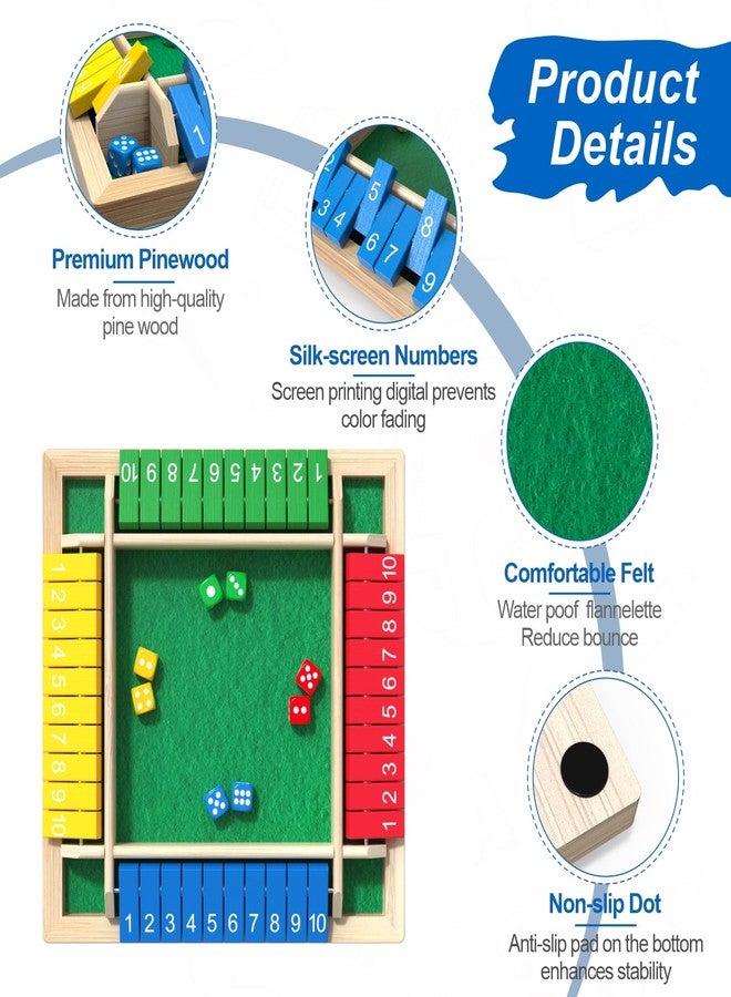 GRORDRUP Shut The Box Game, Wooden Board Tabletop Dice Game for 2-4 Players & Kids Adults, a Fun Math Learning Toy for Family Game Night - an Ideal Made from Non-Toxic Wood, Child-Safe - Image 3